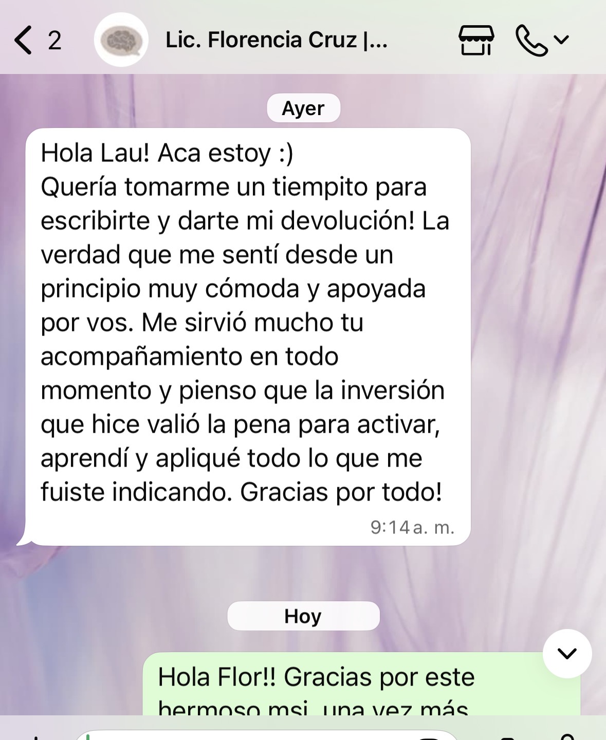 Testimonio de Flor